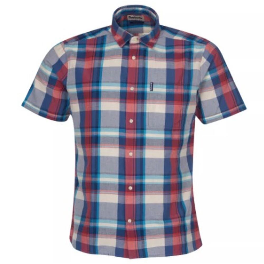BARBOUR Madras 7 Short Sleeve Plaid Shirt Button Up 100% Cotton Men’s Large